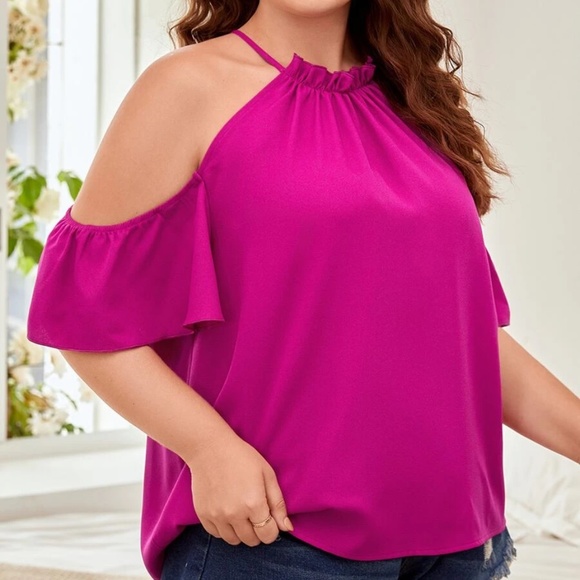 Plus Cold Shoulder Ruffle Blouse - Picture 3 of 4